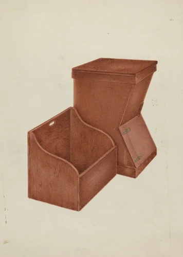 Shaker Wood Box and Kindling Box by George V Vezolles, index of american design, 1937