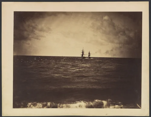 Two Ships Heading Away from Shore by Gustave Le Gray, photograph, 1856-1857
