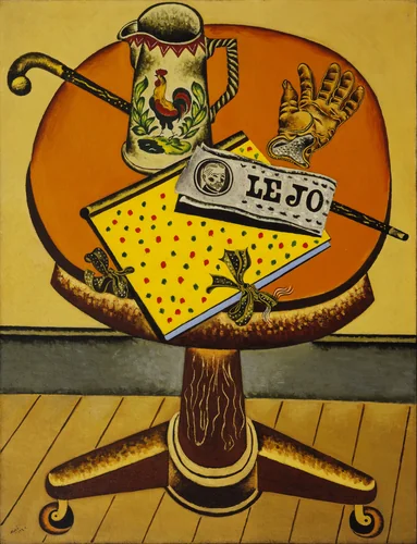 Still Life -- Glove and Newspaper by Joan Miró, painting, 1921