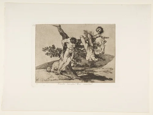 Plate 39 from "The Disasters of War" (Los Desastres de La Guerra): 'An heroic feat! With dead men!' (Grande hazaña! Con muertos!) by Goya, print, 1810