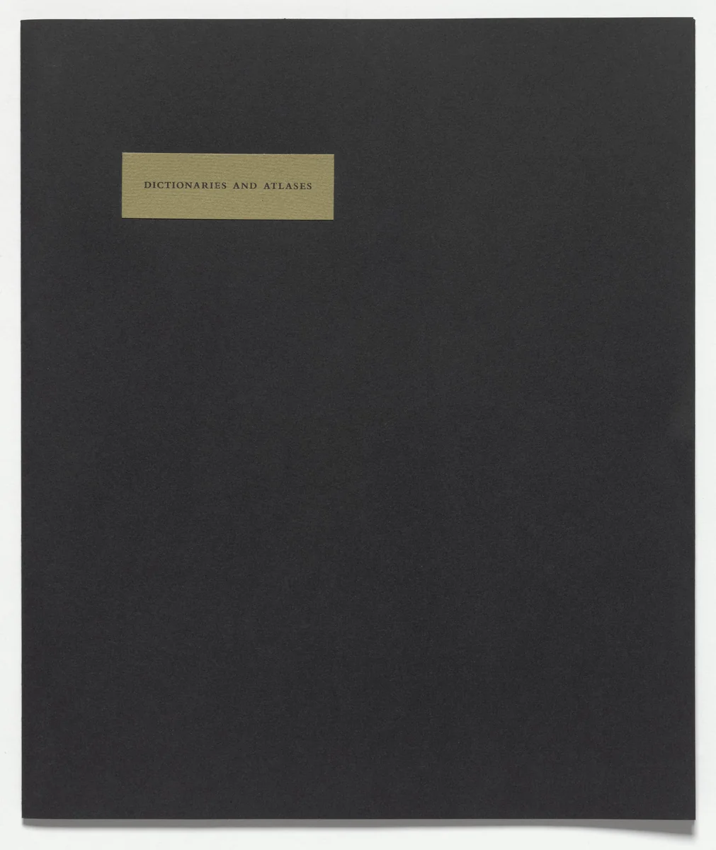 Dictionaries and Atlases from À l'Infinitif (La Boîte Blanche) (In the Infinitive [The White Box]) by Marcel Duchamp, illustrated book, 1912