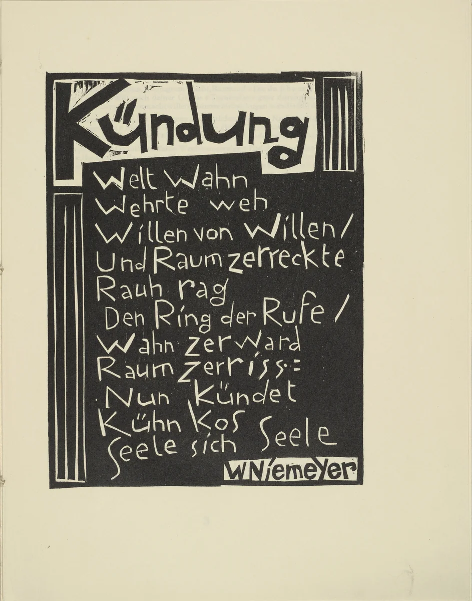 Proclamation (Kündung) from the periodical Kündung, vol. 1, no. 1 (January 1921) by Karl Schmidt-Rottluff, periodical, 1921