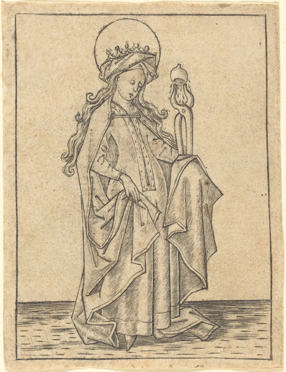 Saint Agatha by Israhel van Meckenem, print, 1465