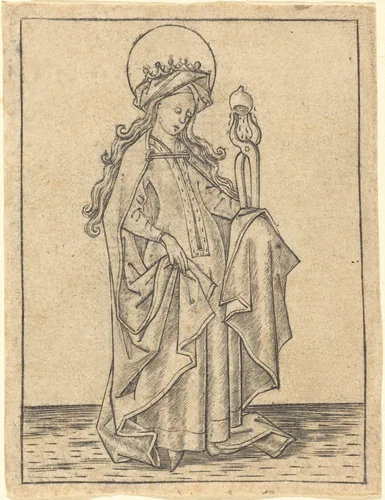 Saint Agatha by Israhel van Meckenem, print, 1465