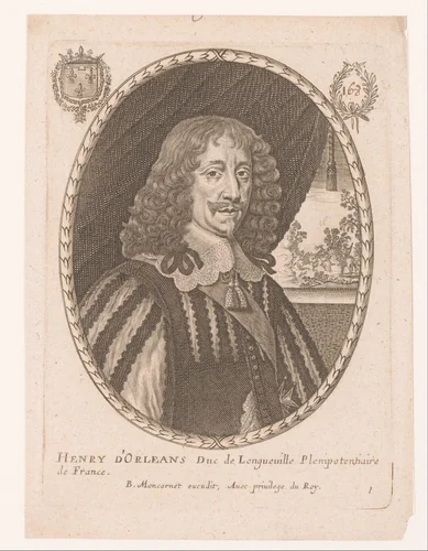 Portret van Hendrik II van Longueville by anonymous, print, 1635-1668