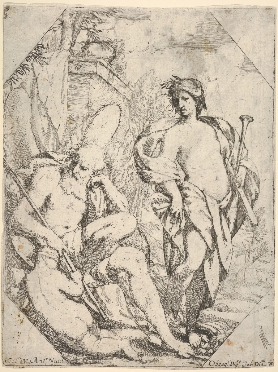 Saturn, Eros, and a Woman by Giuseppe Diamantini, print, 1650-1700