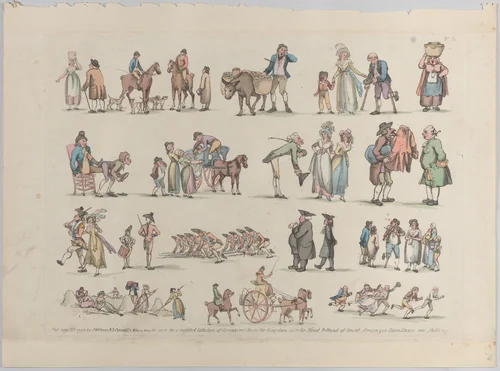 Plate 6, Outlines of Figures, Landscapes and Cattle...for the Use of Learners by Thomas Rowlandson, print, 1790