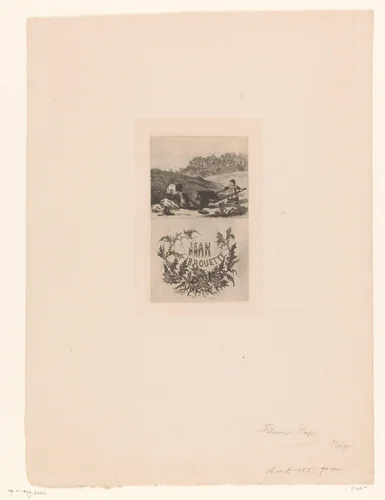 Man en kind met kruiwagen by Félicien Rops, print, 1875