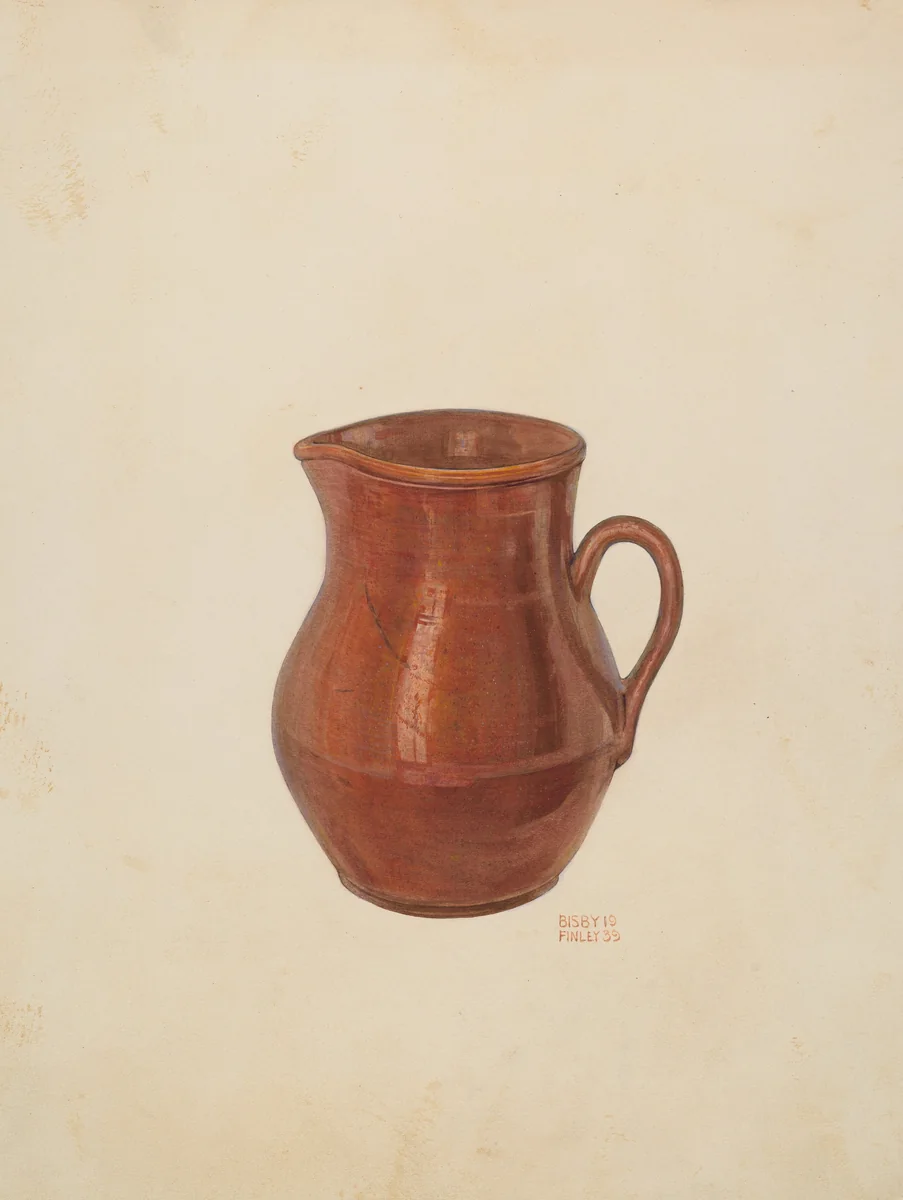 Pottery Pitcher by Bisby Finley, index of american design, 1939