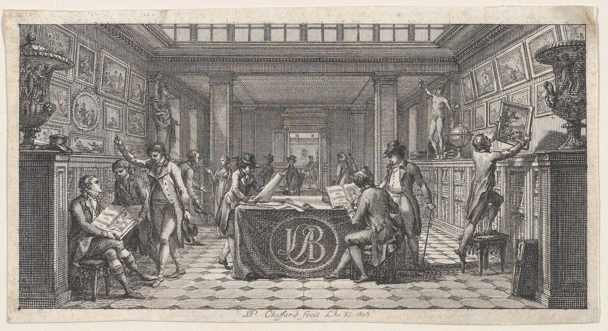 Le Cabinet de Basan by Pierre Philippe Choffard, print, 1805