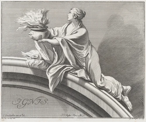 Fire, from "The Elements" by Johann Justin Preissler, print, 1735