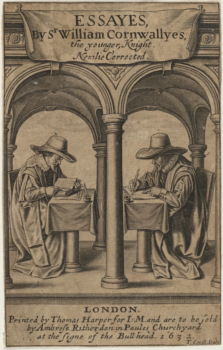 Title Page to Sir William Cornwally's Essays by Thomas Cecil, print, 1555-1687