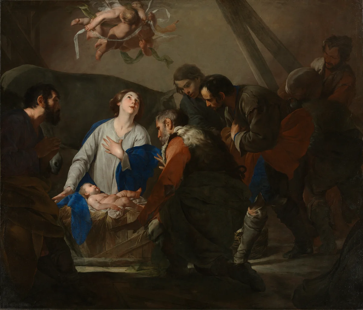 Adoration of the Shepherds by Bernardo Cavallino, painting, 1645-1655