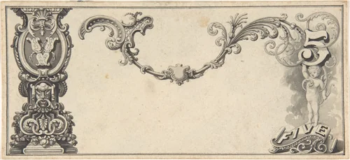 Design for Banknote by Robert William Hume, drawing, 1830-1904