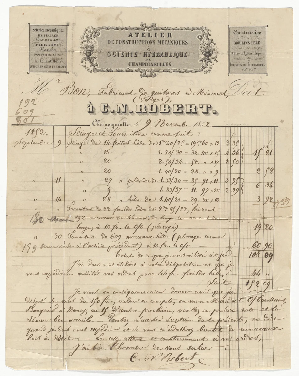 C.N. Robert stationery by Unidentified Designer, design, 1852