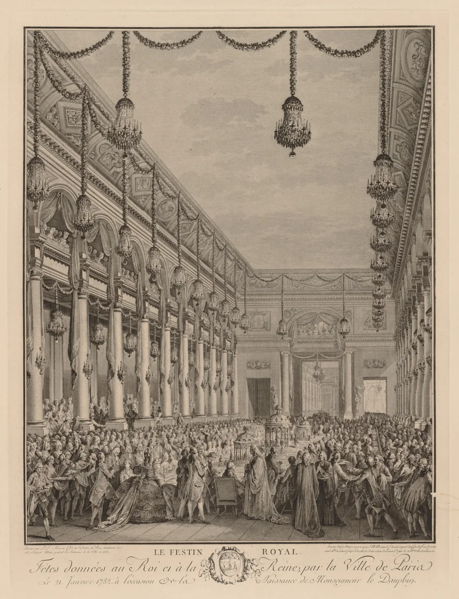 Royal Feast at the Hôtel de Ville, January 21, 1782 by Jean Michel Moreau, print, 1782