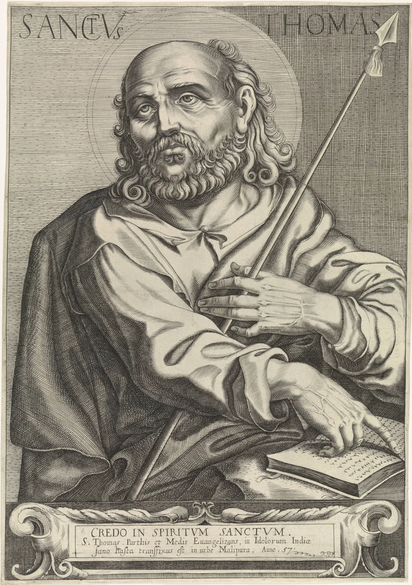 Apostel Thomas by Egbert van Panderen, print, 1590-1637