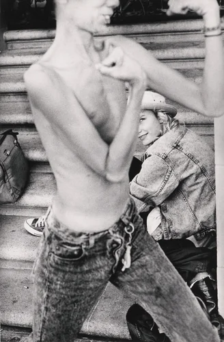 Dave Making Muscles for Heather by Jim Goldberg, photograph, 1988