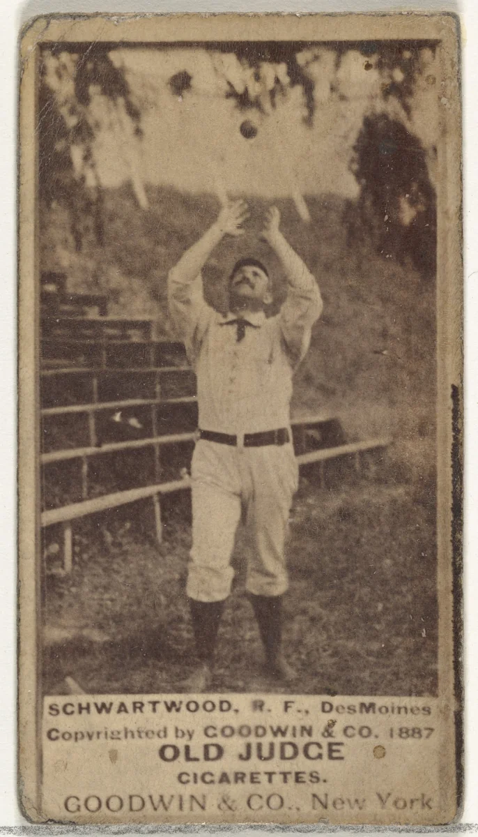 Schwartwood, Right Field, Des Moines Prohibitionists, from the Old Judge series (N172) for Old Judge Cigarettes by Goodwin & Company, photograph, 1887
