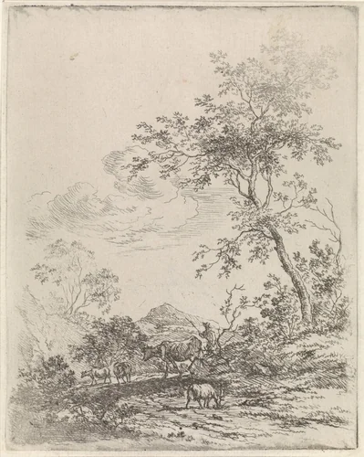 Berglandschap met vee by Johannes Christiaan Janson, print, 1778-1823