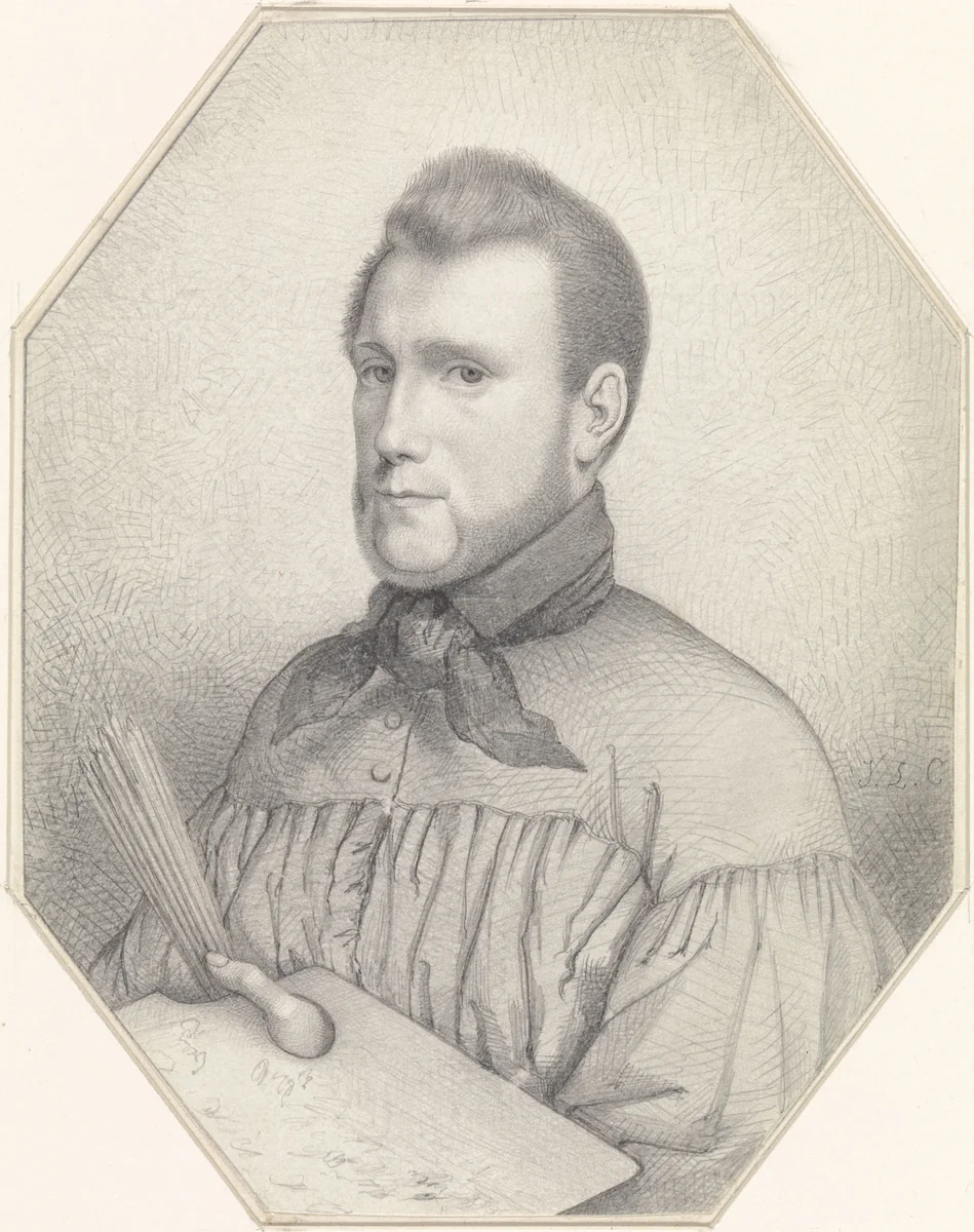 Zelfportret van Jacobus Ludovicus Cornet by Jacobus Ludovicus Cornet, drawing, 1835-1855