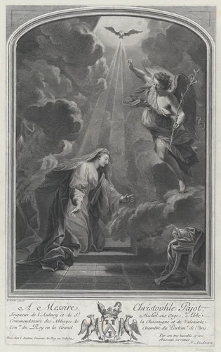 The Annunciation by Jean Audran, print, 1700-1756