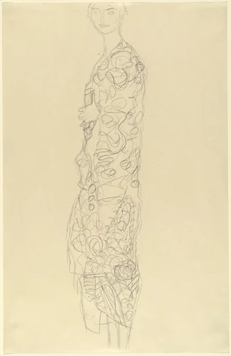 Standing Woman in Kimono (Dame im Kimono) by Gustav Klimt, drawing, 1917