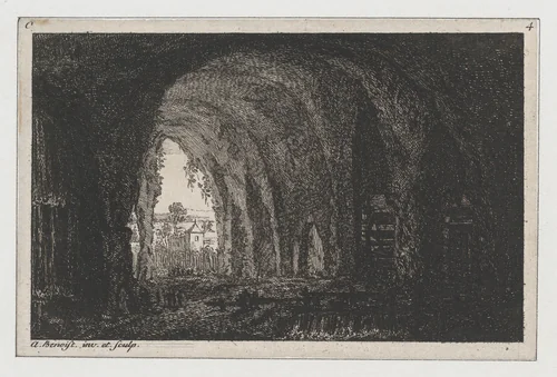 Interior of a Cave by Antoine Benoist, print, 1736-1746