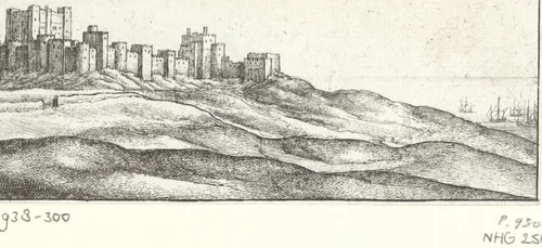 Gezicht op Dover Castle by Wenceslaus Hollar, print, 1625-1677