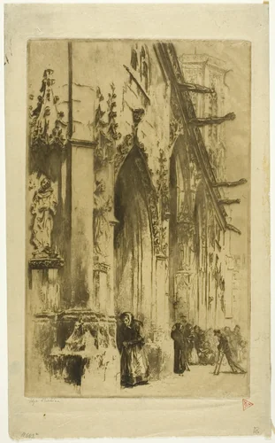 Entrance to Saint-Germain-l'Auxerrois, Paris by Edgar Chahine, print, 1902