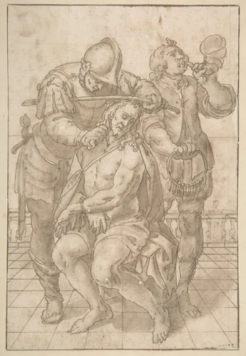 Mocking of Christ by Johann Heintz, drawing, 1580-1635