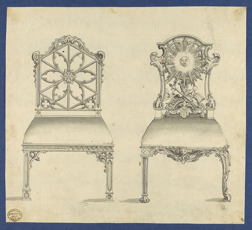 Gothick [Gothic] Chairs, in Chippendale Drawings, Vol. I by Thomas Chippendale, drawing, 1761