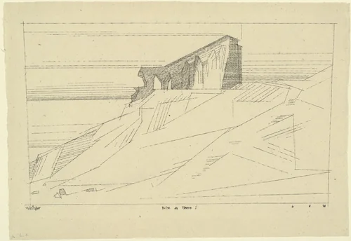 Ruin by the Sea I (Ruine am Meere I) by Lyonel Feininger, drawing, 1928