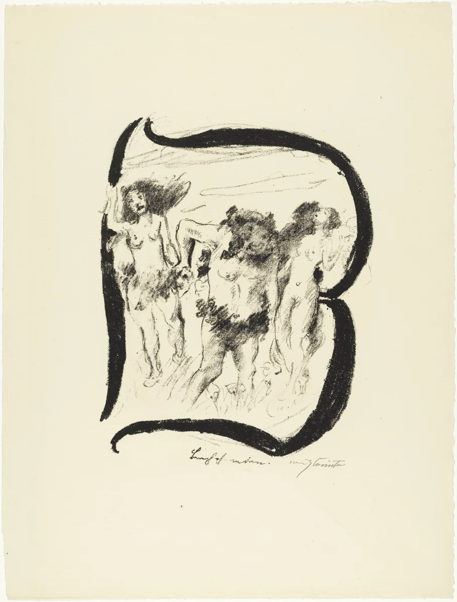 Letter B (Buchstabe B) from the illustrated book in portfolio form The ABCs (Das ABC) by Lovis Corinth, print, 1916