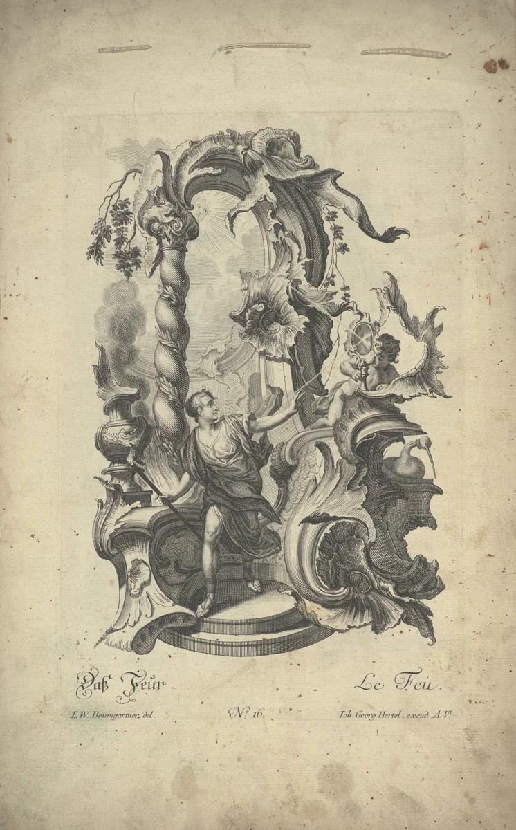 Das Feur / Le Feu (Fire) by Johann Wolfgang Baumgartner, print, 1750