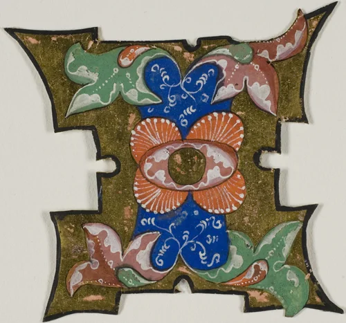 Decorated Initial "I" with Leaves from a Choir Book by European, painting, 1300-1399