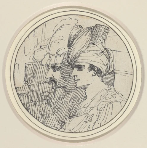 Two Oriental Heads by John Hamilton Mortimer, drawing, 1770-1775