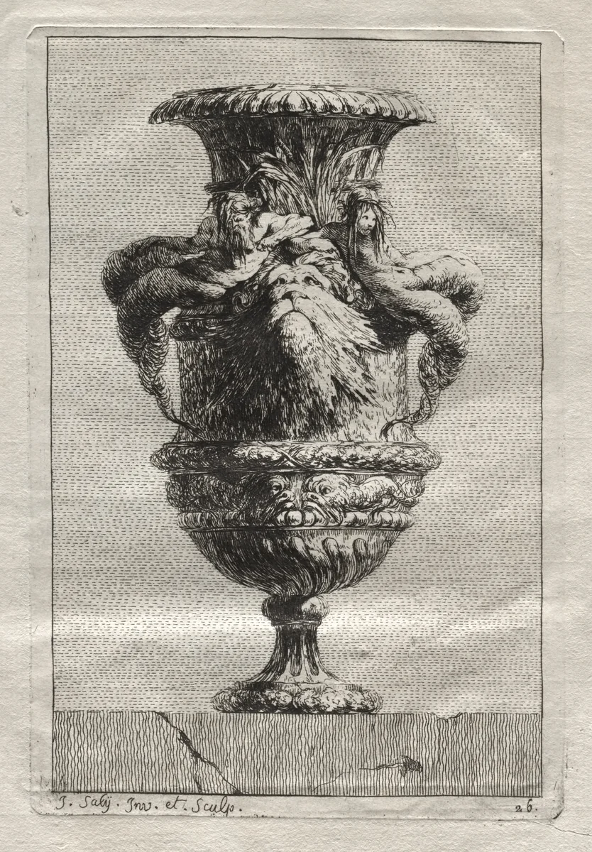 Suite of Vases: Plate 26 by Jacques François Saly, print, 1746