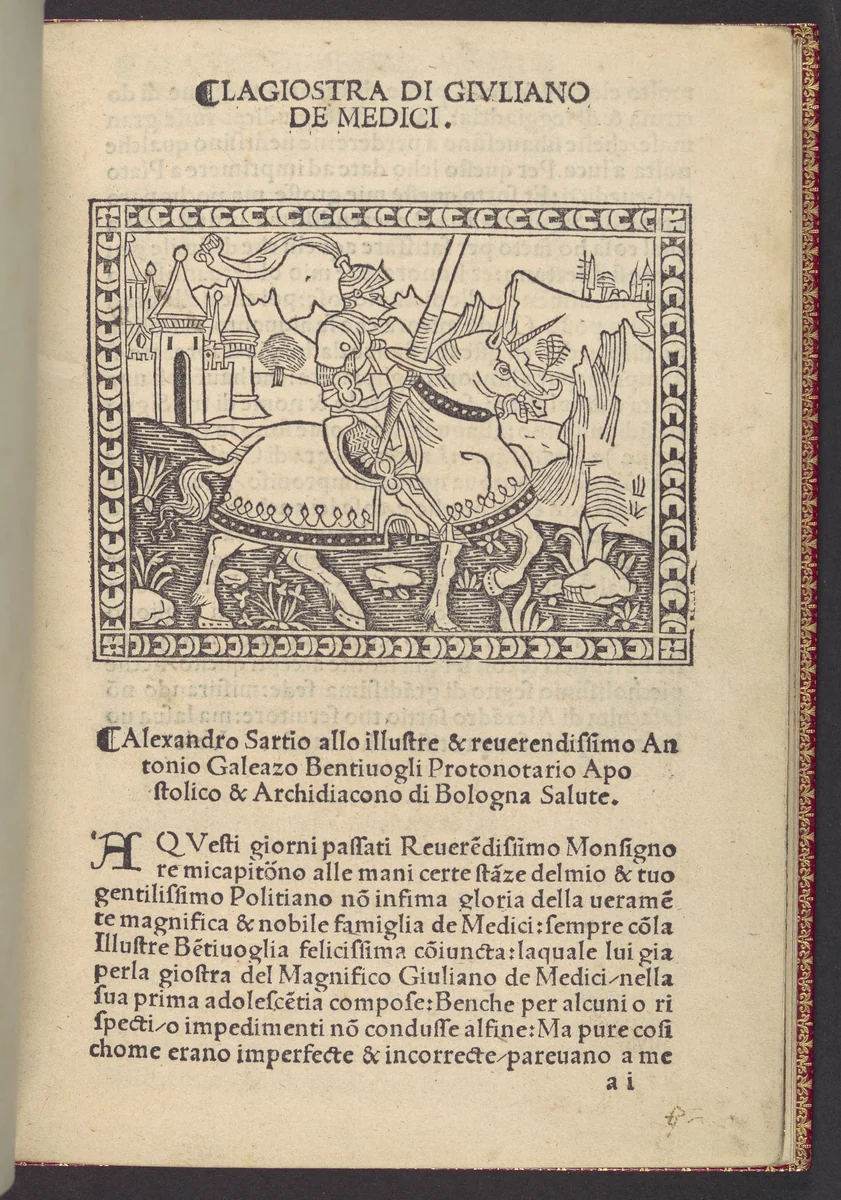 La Giostra di Giuliano de Medici... by Angelo Poliziano, book, 1490-1505