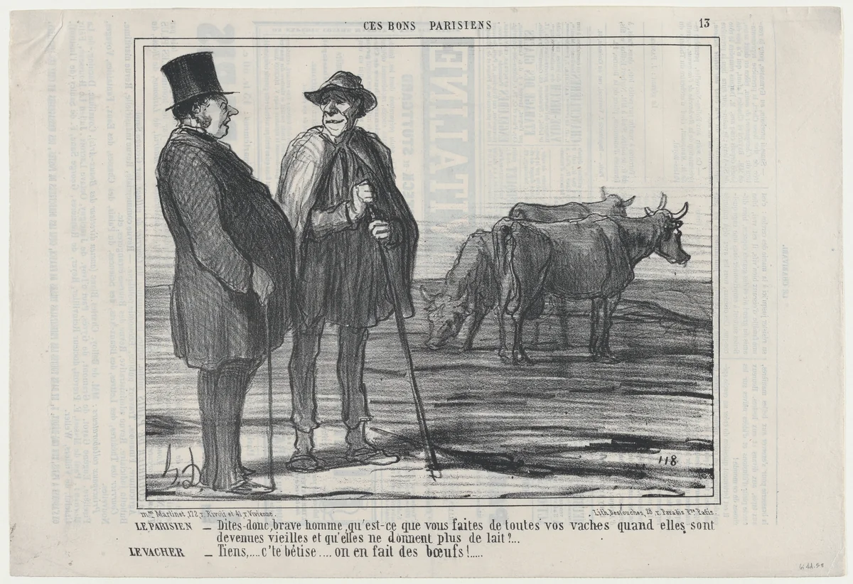 Le Parisien..., from Ces Bons Parisiens, published in Le Charivari, November 26, 1857 by Honoré Daumier, print, 1857