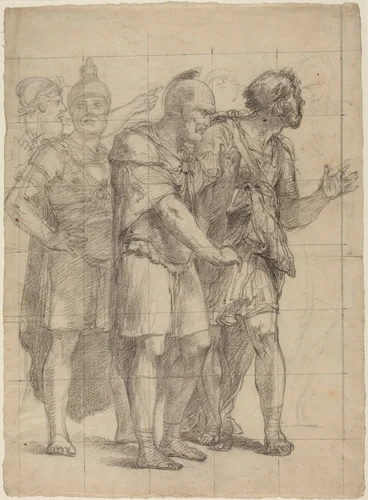 Four Standing Warriors by Pietro Fancelli, drawing, 1820