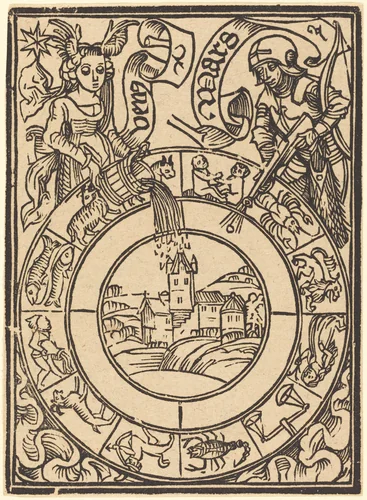 Mars and Venus by German 15th Century, print, 1400-1499