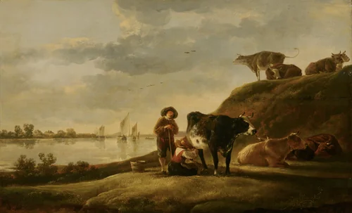 Cattle by a River by Aelbert Cuyp, painting