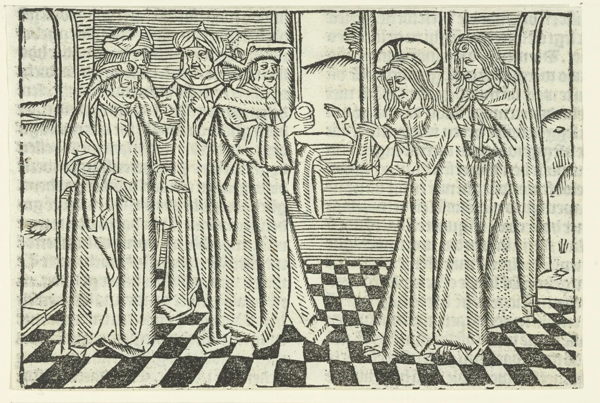 Strikvraag van de Farizeeërs by Unknown, print, 1480-1500