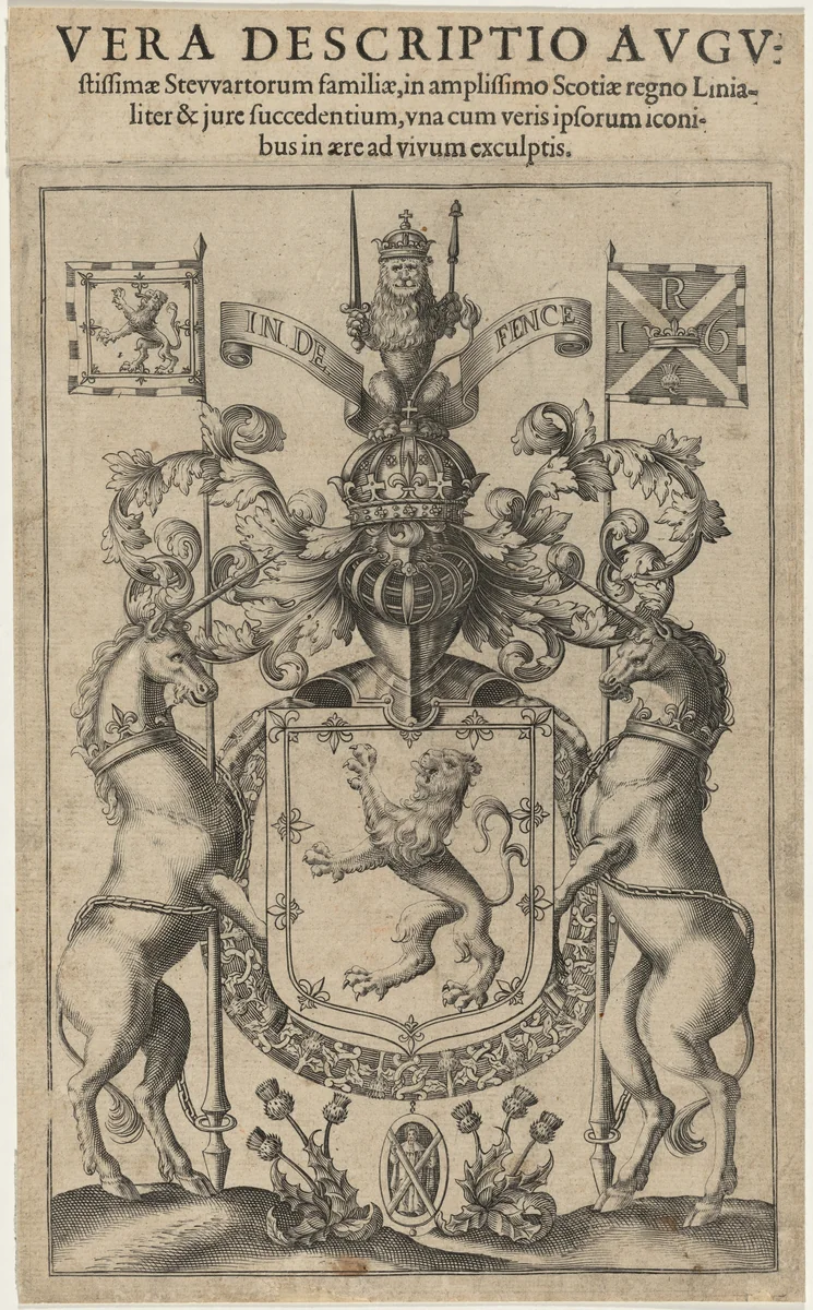 Stuart Coat of Arms from Vera Descriptio by John Jonston by Unknown 19th Century, print, 1603
