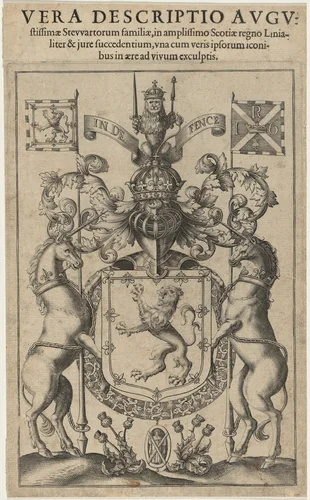 Stuart Coat of Arms from Vera Descriptio by John Jonston by Unknown 19th Century, print, 1603