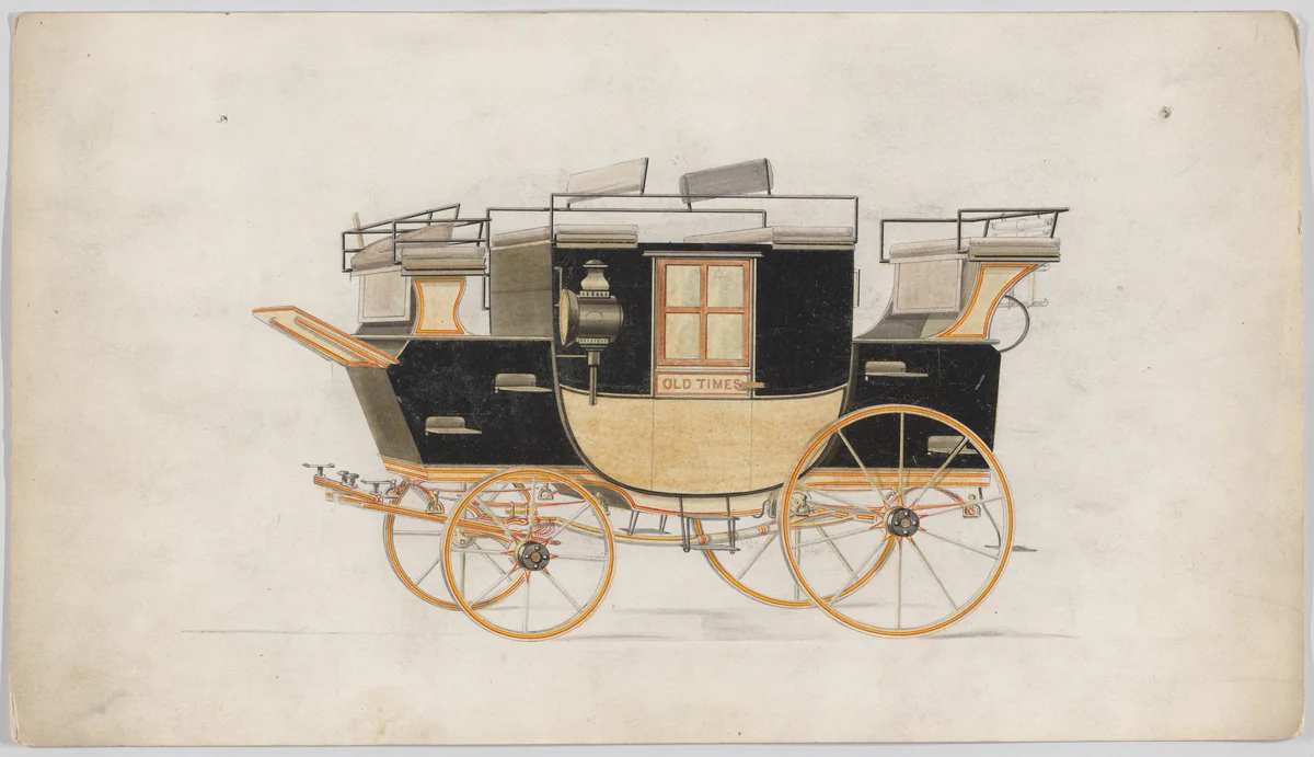 Road Coach "Old Times" by Brewster & Co., drawing, 1875-1885