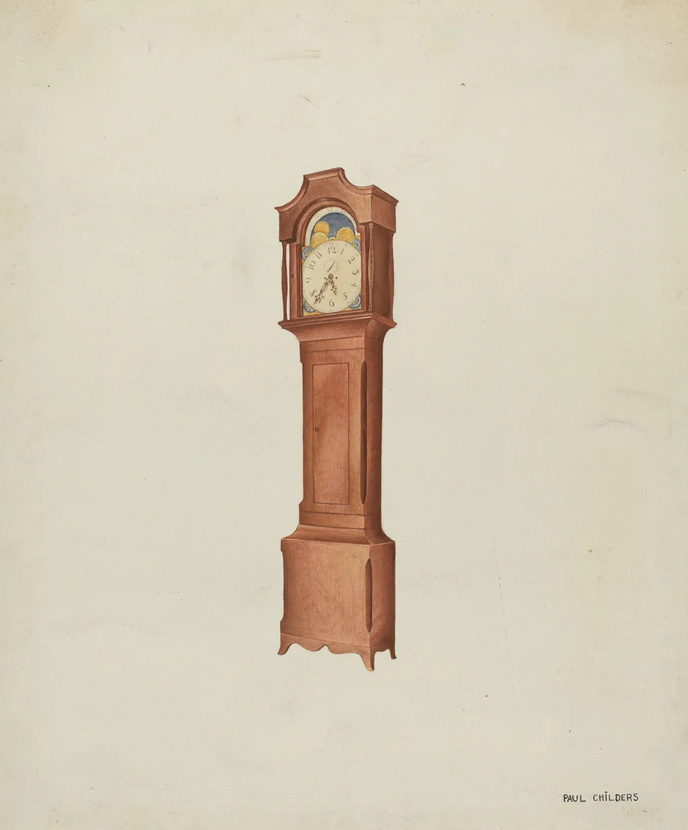 Shaker Tall Clock by William Paul Childers, index of american design, 1937