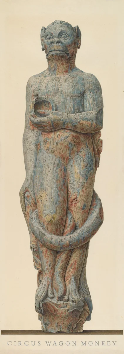 Circus Wagon Monkey by John Matulis, index of american design, 1939