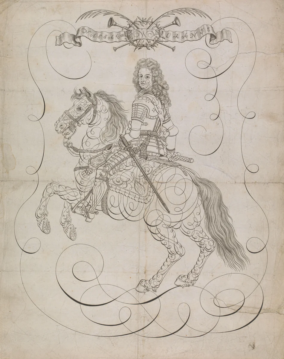 Ruiterportret van een prins van Oranje by anonymous, print, 1700-1899